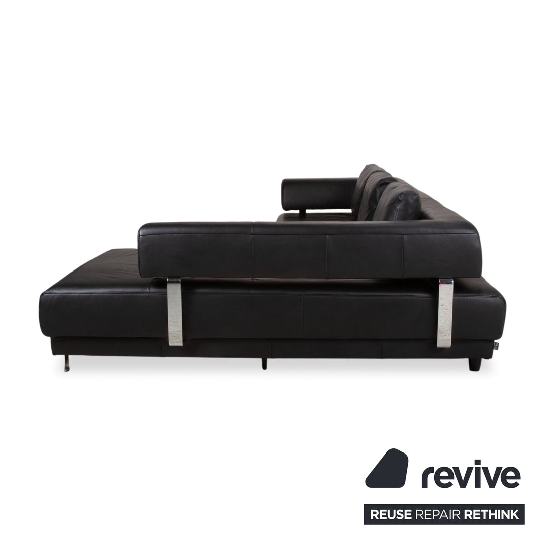 Ewald Schillig Brand Face Leder Ecksofa Schwarz Manuelle Funktion Sofa Couch