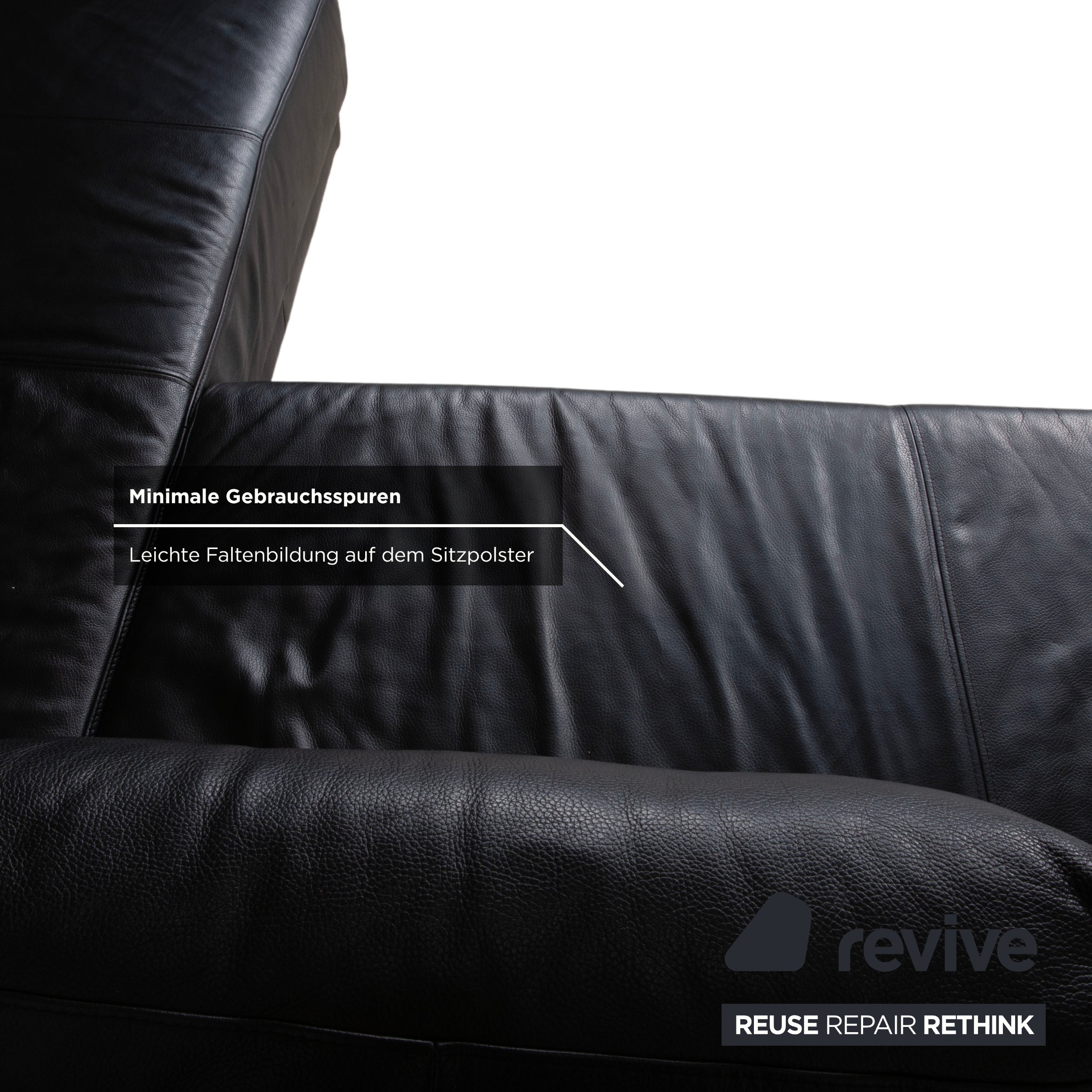 Ewald Schillig Brand Face Leder Ecksofa Schwarz Manuelle Funktion Sofa Couch