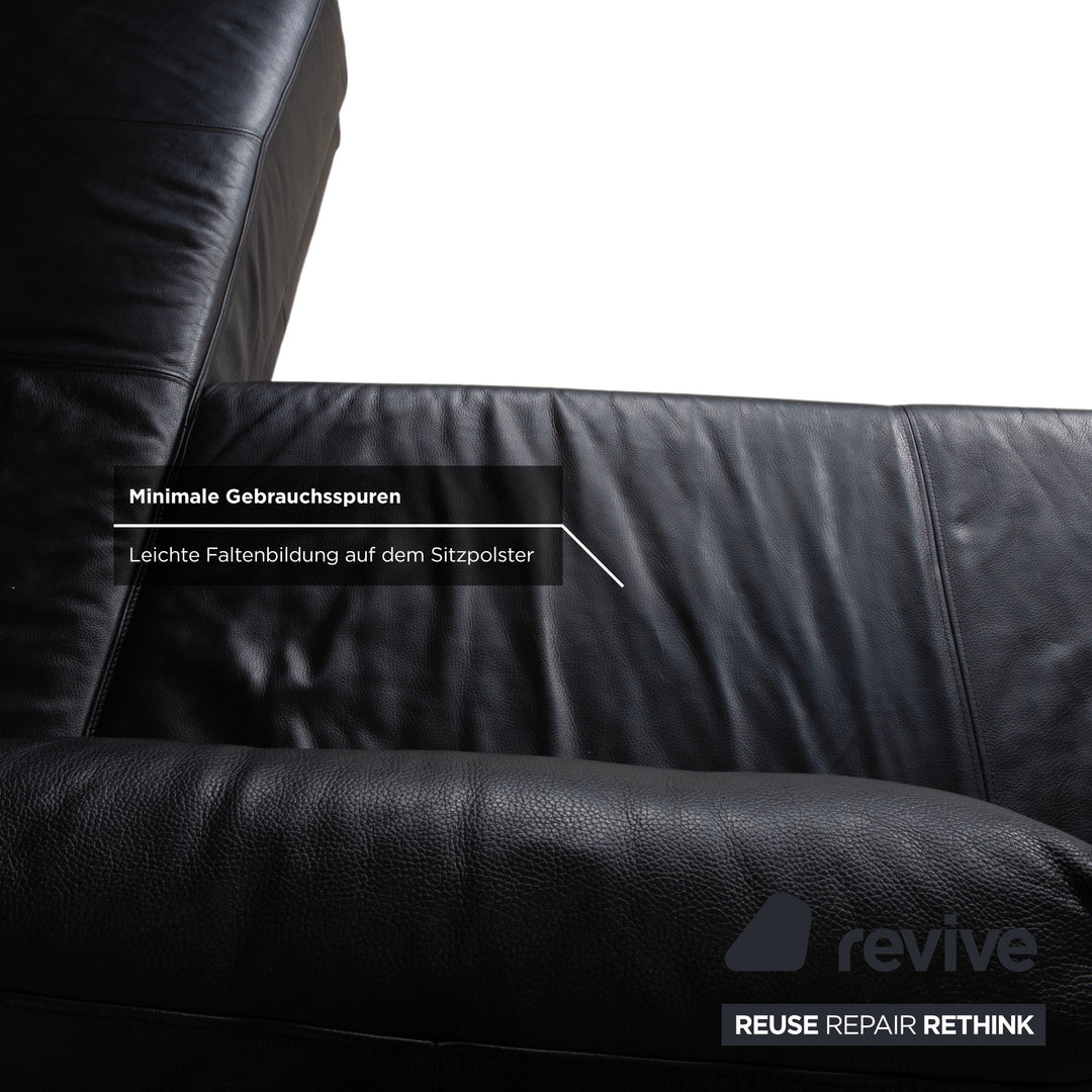 Ewald Schillig Brand Face Leder Ecksofa Schwarz Manuelle Funktion Sofa Couch