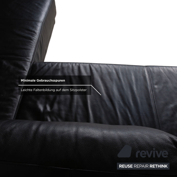 Ewald Schillig Brand Face Leder Ecksofa Schwarz Manuelle Funktion Sofa Couch