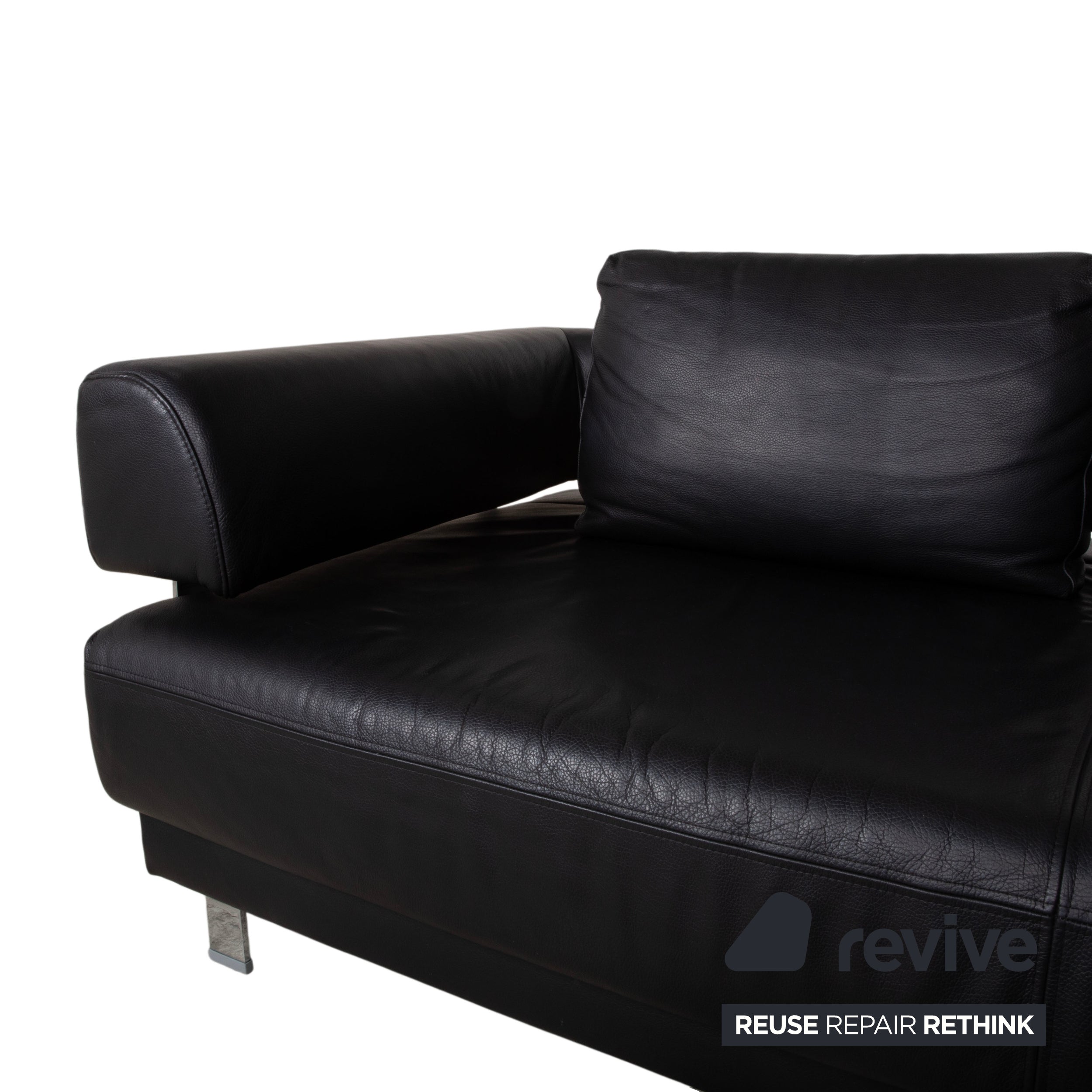 Ewald Schillig Brand Face Leder Ecksofa Schwarz Manuelle Funktion Sofa Couch