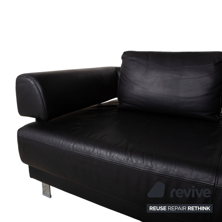 Ewald Schillig Brand Face Leder Ecksofa Schwarz Manuelle Funktion Sofa Couch