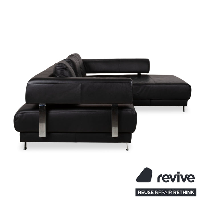 Ewald Schillig Brand Face Leder Ecksofa Schwarz Manuelle Funktion Sofa Couch