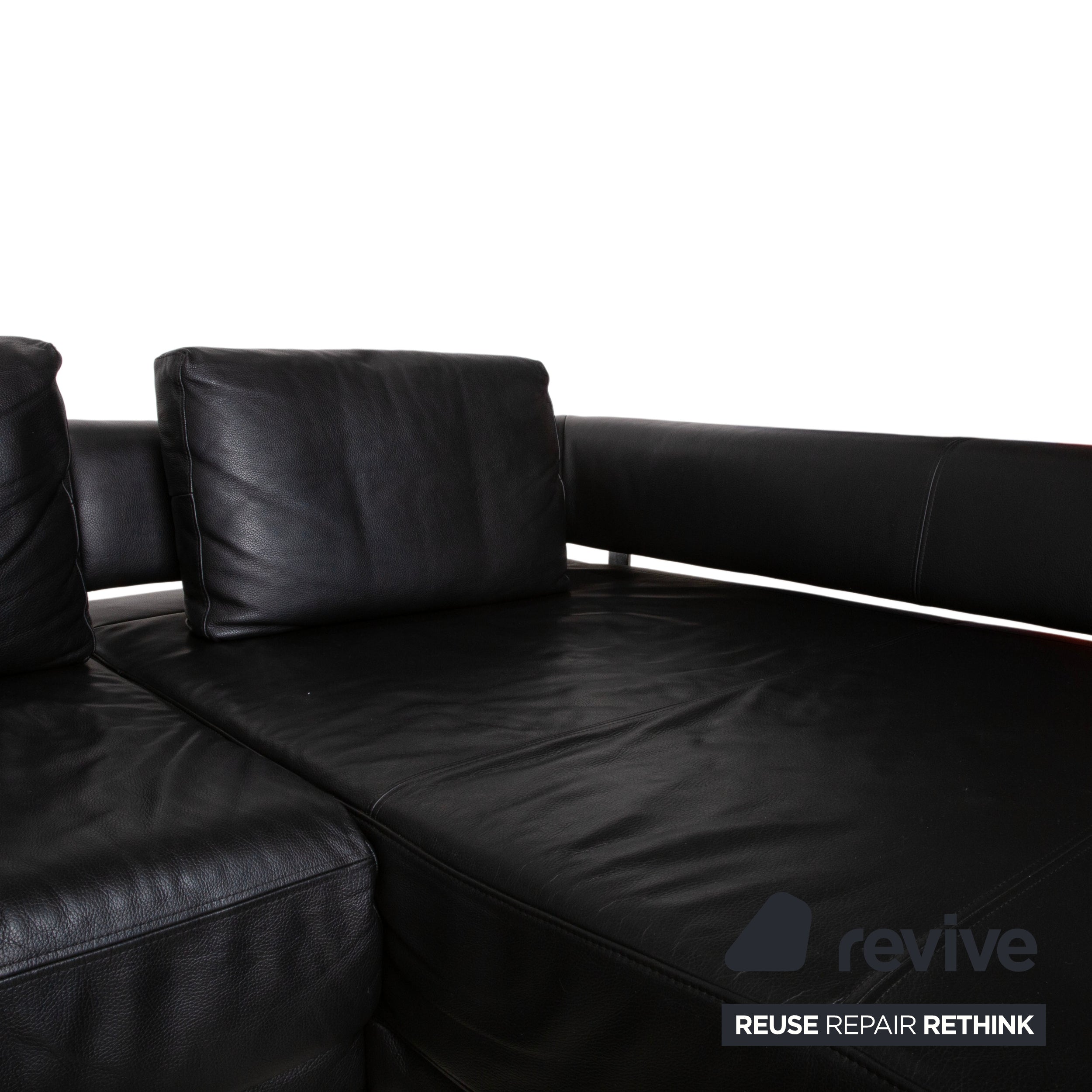 Ewald Schillig Brand Face Leder Ecksofa Schwarz Manuelle Funktion Sofa Couch