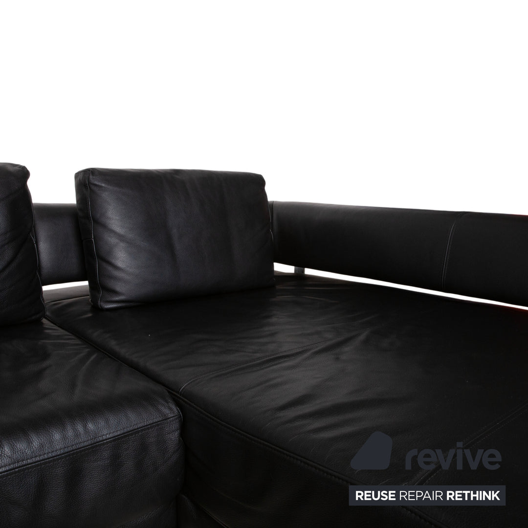 Ewald Schillig Brand Face Leder Ecksofa Schwarz Manuelle Funktion Sofa Couch