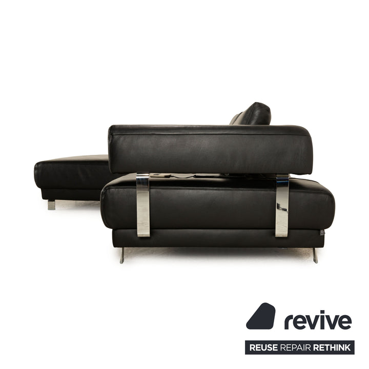 Ewald Schillig Brand Face Leather Corner Sofa Black Recamiere Left Electric Function Sofa Couch