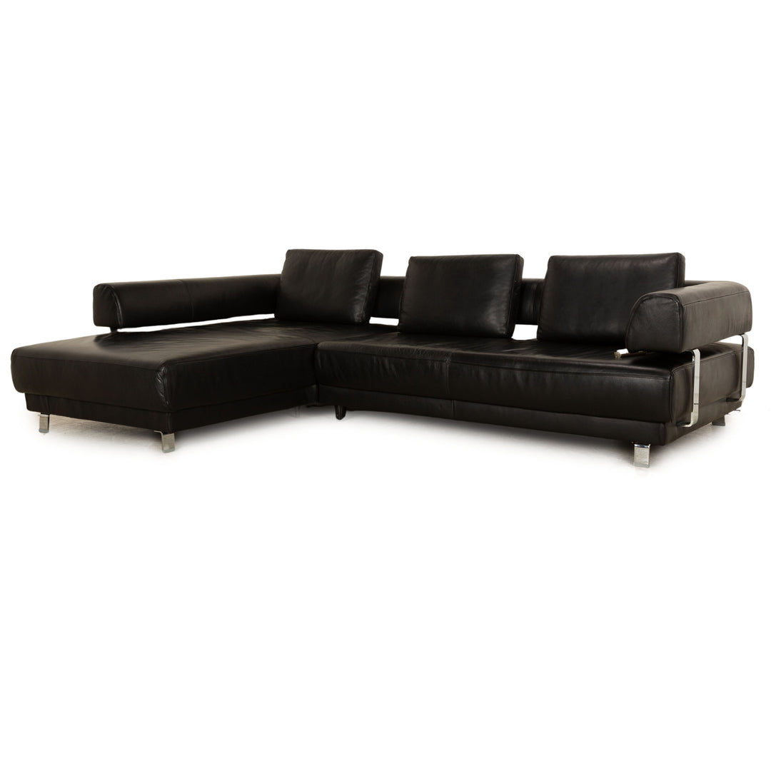 Ewald Schillig Brand Face Leather Corner Sofa Black Recamiere Left Electric Function Sofa Couch