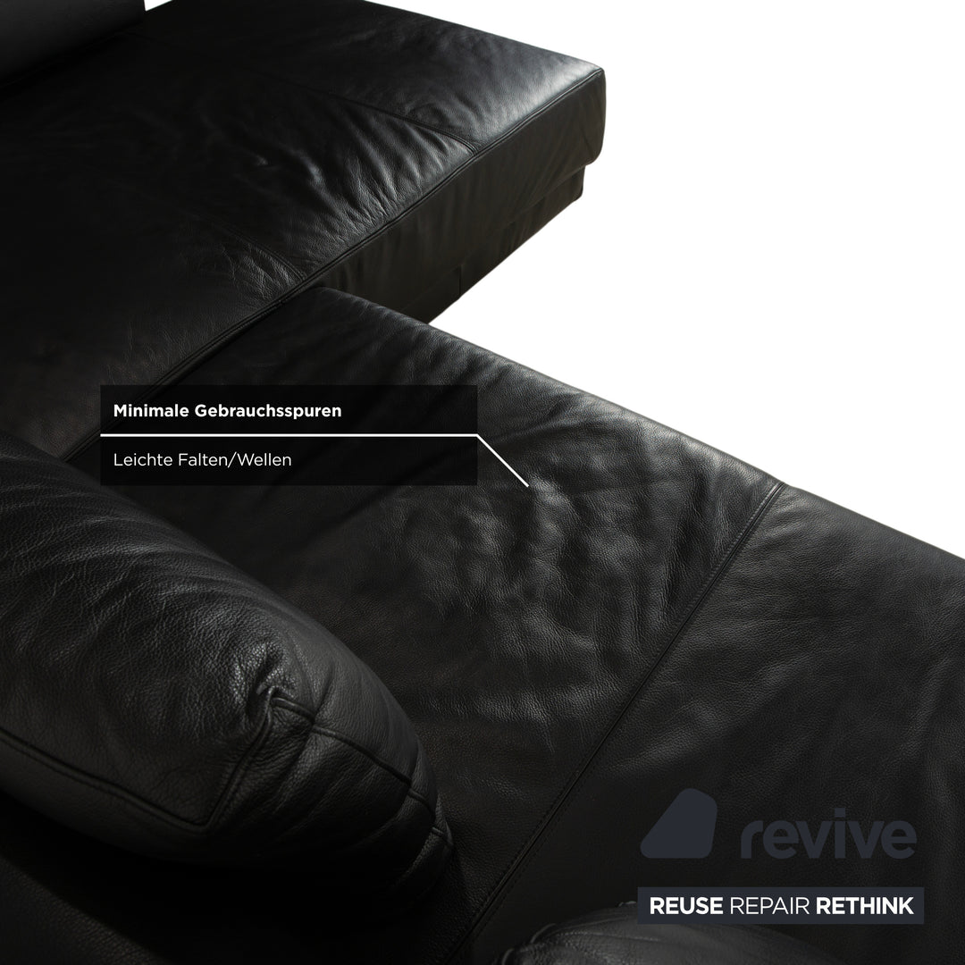 Ewald Schillig Brand Face Leather Corner Sofa Black Sofa Couch