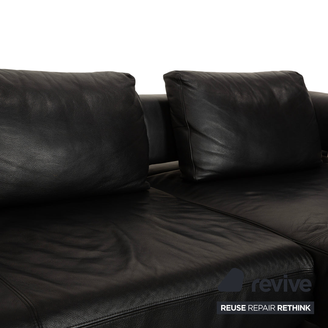 Ewald Schillig Brand Face Leather Corner Sofa Black Sofa Couch
