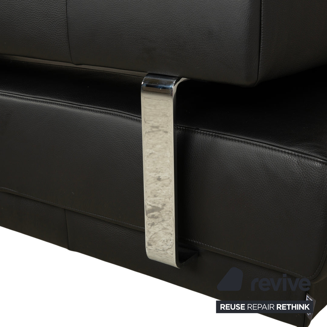 Ewald Schillig Brand Face Leather Corner Sofa Black Sofa Couch