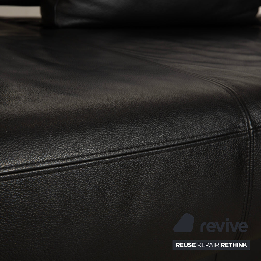Ewald Schillig Brand Face Leather Corner Sofa Black Sofa Couch