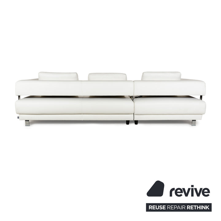 Ewald Schillig Brand Face Leder Ecksofa Weiß Creme elektrische Funktion Recamiere links Sofa Couch
