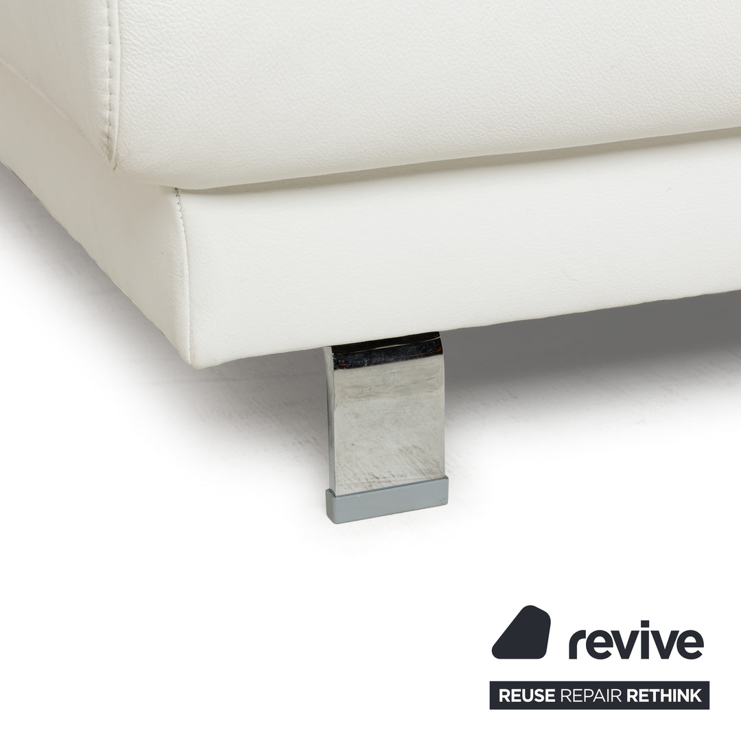 Ewald Schillig Brand Face Leder Ecksofa Weiß Creme elektrische Funktion Recamiere links Sofa Couch