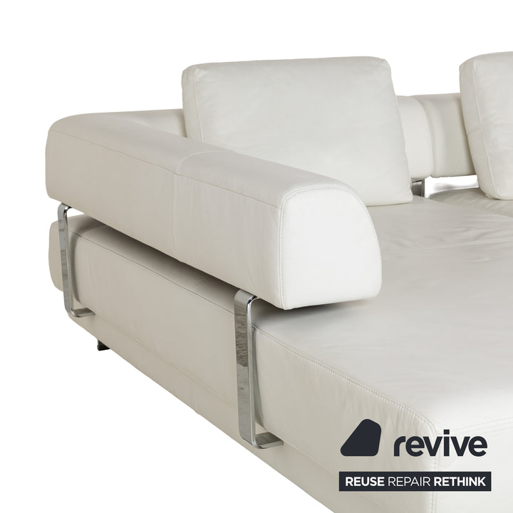 Ewald Schillig Brand Face Leder Ecksofa Weiß Creme elektrische Funktion Recamiere links Sofa Couch