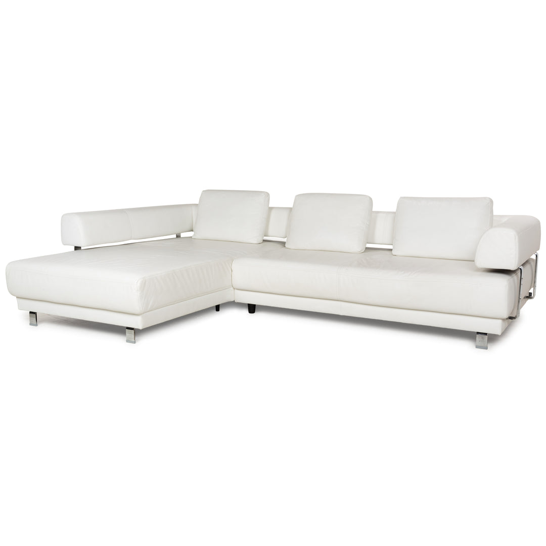 Ewald Schillig Brand Face Leder Ecksofa Weiß Creme elektrische Funktion Recamiere links Sofa Couch