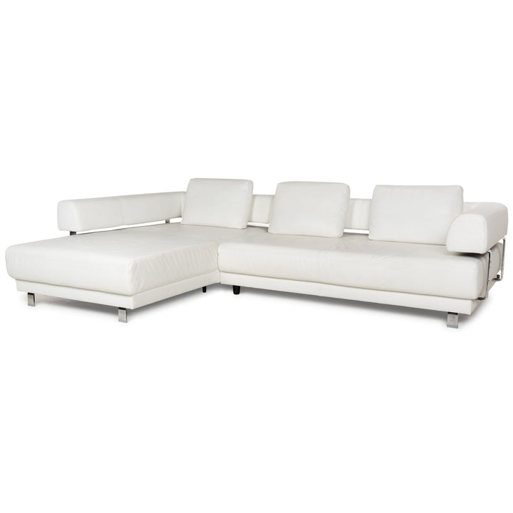 Ewald Schillig Brand Face Leder Ecksofa Weiß Creme elektrische Funktion Recamiere links Sofa Couch