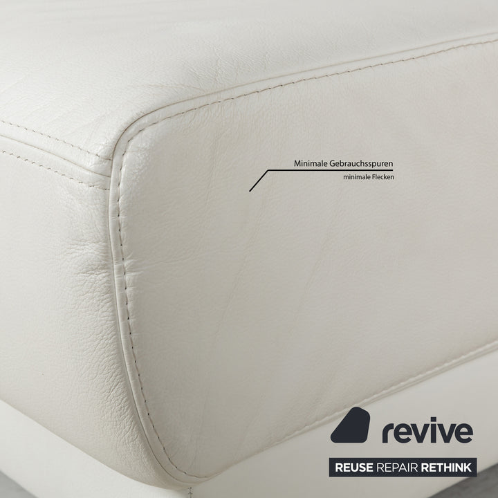 Ewald Schillig Brand Face Leder Ecksofa Weiß Creme elektrische Funktion Recamiere links Sofa Couch