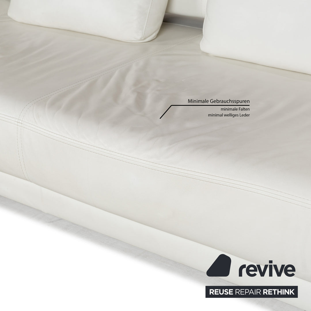 Ewald Schillig Brand Face Leder Ecksofa Weiß Creme elektrische Funktion Recamiere links Sofa Couch