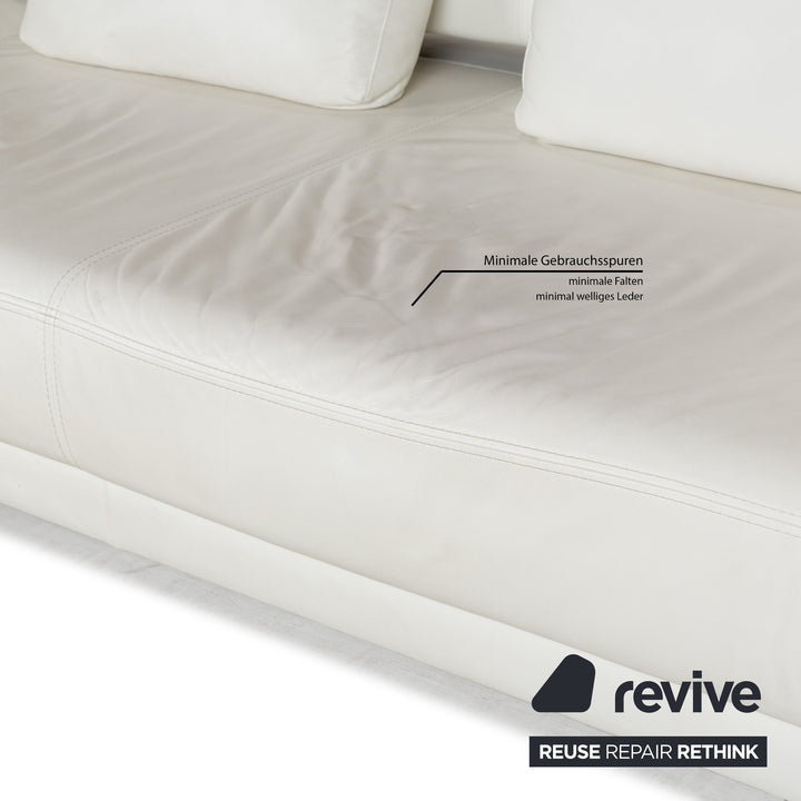 Ewald Schillig Brand Face Leder Ecksofa Weiß Creme elektrische Funktion Recamiere links Sofa Couch