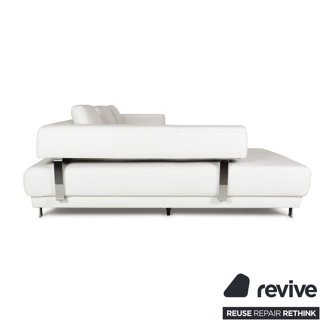 Ewald Schillig Brand Face Leder Ecksofa Weiß Creme elektrische Funktion Recamiere links Sofa Couch