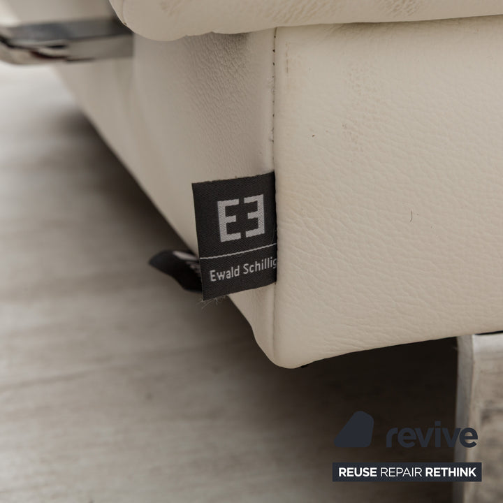 Ewald Schillig Brand Face Leder Ecksofa Weiß Creme elektrische Funktion Recamiere links Sofa Couch