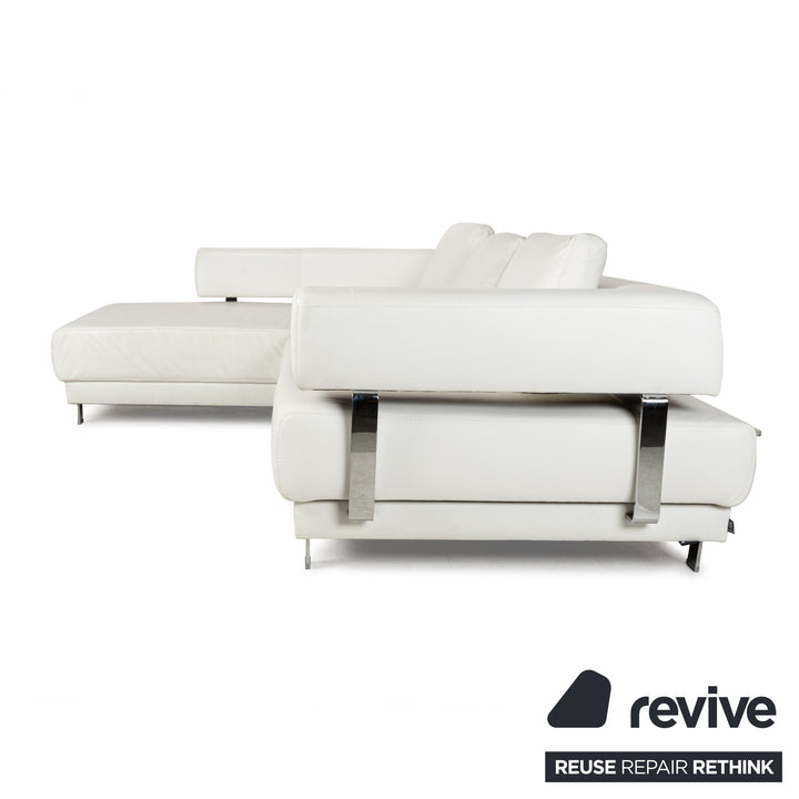 Ewald Schillig Brand Face Leder Ecksofa Weiß Creme elektrische Funktion Recamiere links Sofa Couch