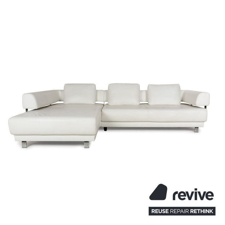 Ewald Schillig Brand Face Leder Ecksofa Weiß Creme elektrische Funktion Recamiere links Sofa Couch