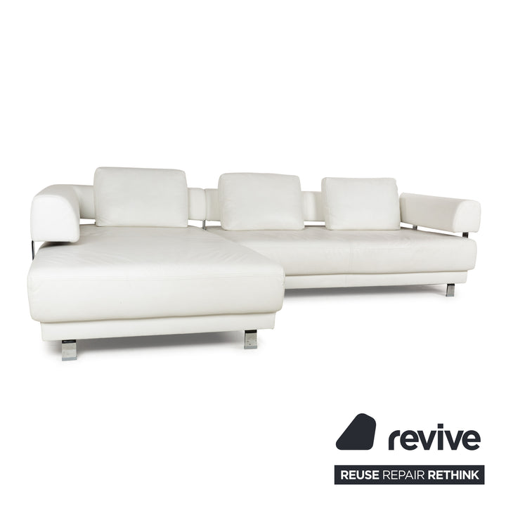 Ewald Schillig Brand Face Leder Ecksofa Weiß Creme elektrische Funktion Recamiere links Sofa Couch