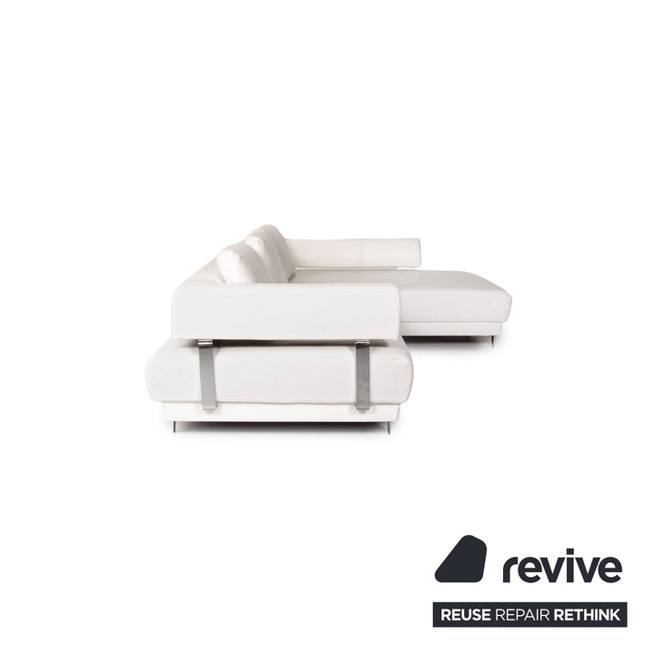 Ewald Schillig Brand Face Leder Ecksofa Weiß Sofa Couch #13437