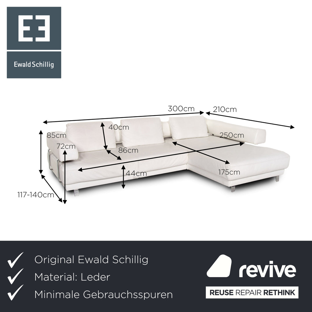 Ewald Schillig Brand Face Leder Ecksofa Weiß Sofa Couch #13437