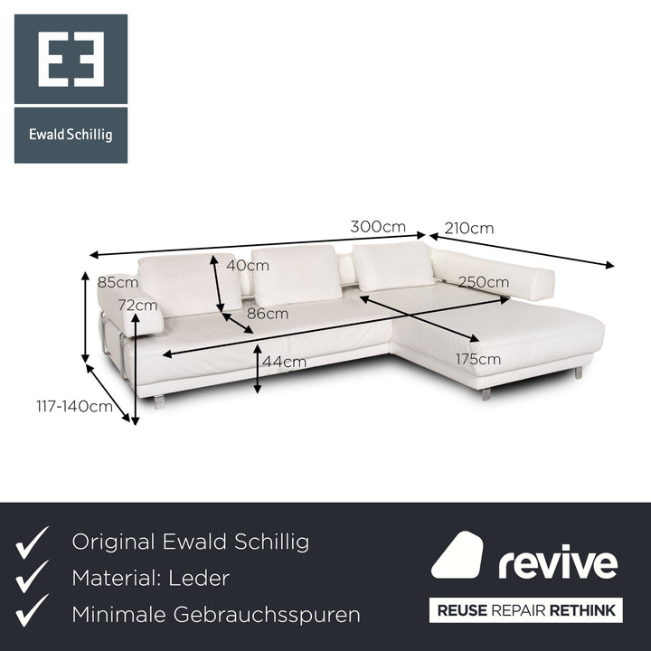 Ewald Schillig Brand Face Leder Ecksofa Weiß Sofa Couch #13437