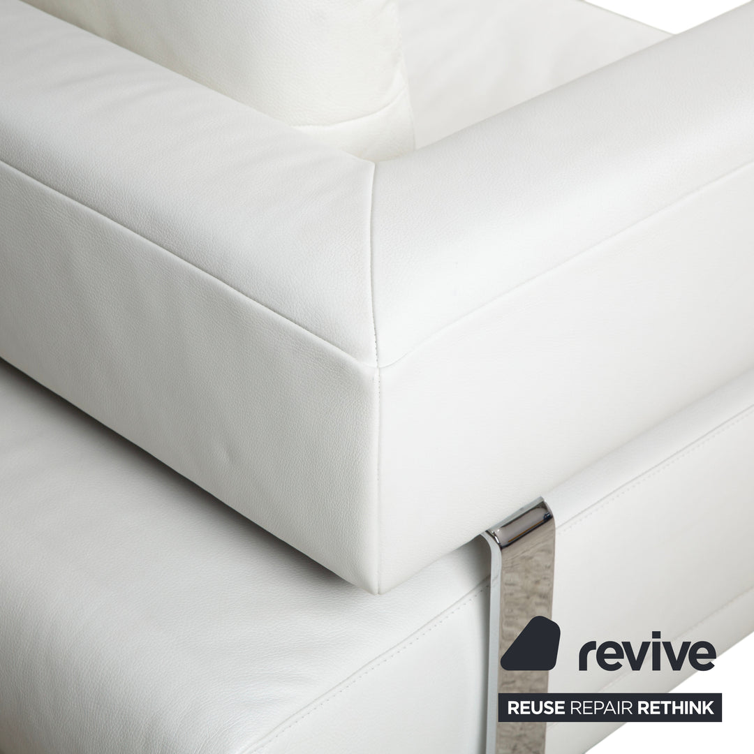 Ewald Schillig Brand Face Canapé d'angle en cuir Blanc Canapé Canapé