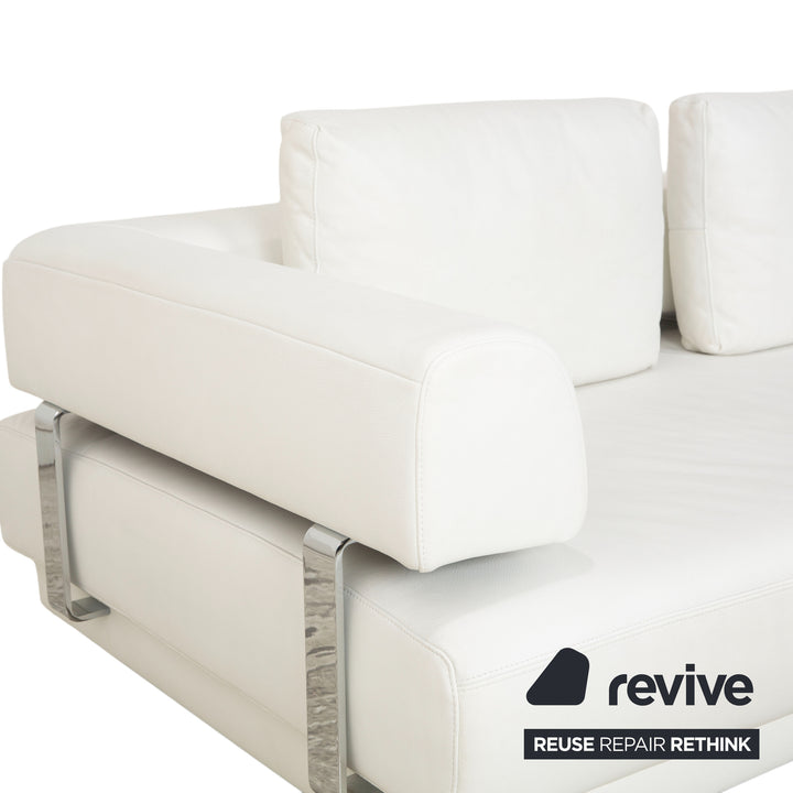 Ewald Schillig Brand Face Leather Corner Sofa White Sofa Couch