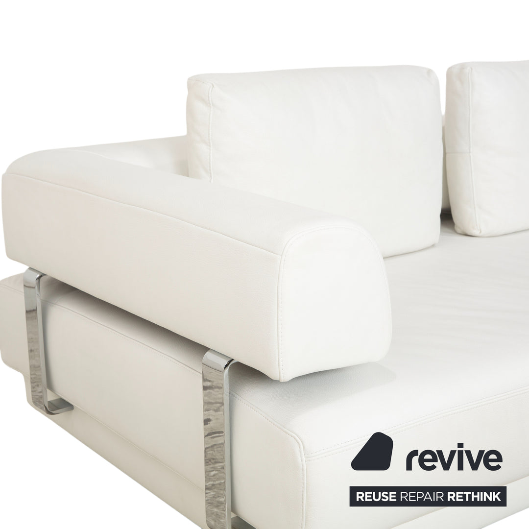 Ewald Schillig Brand Face Canapé d'angle en cuir Blanc Canapé Canapé