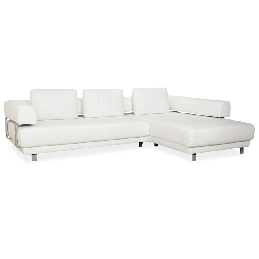 Ewald Schillig Brand Face Leather Corner Sofa White Sofa Couch