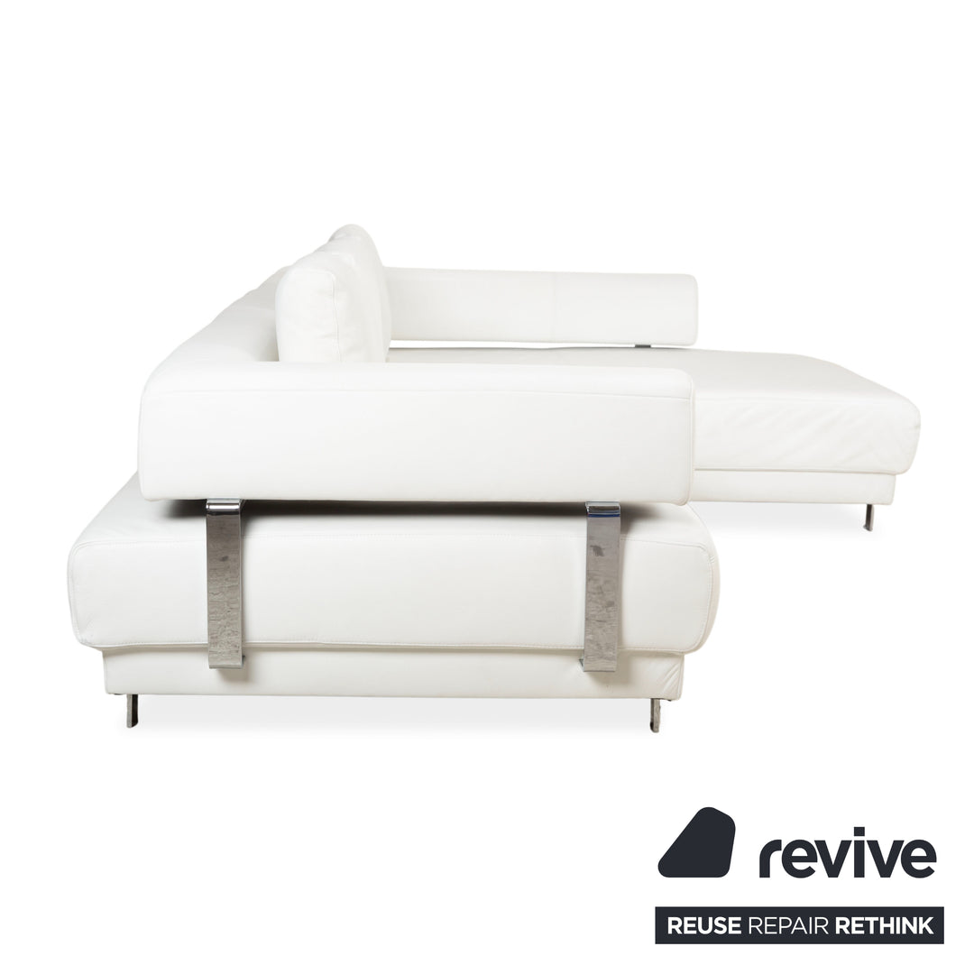 Ewald Schillig Brand Face Canapé d'angle en cuir Blanc Canapé Canapé