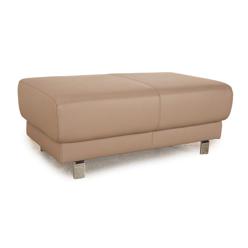 Ewald Schillig Brand Face Tabouret en Cuir Beige