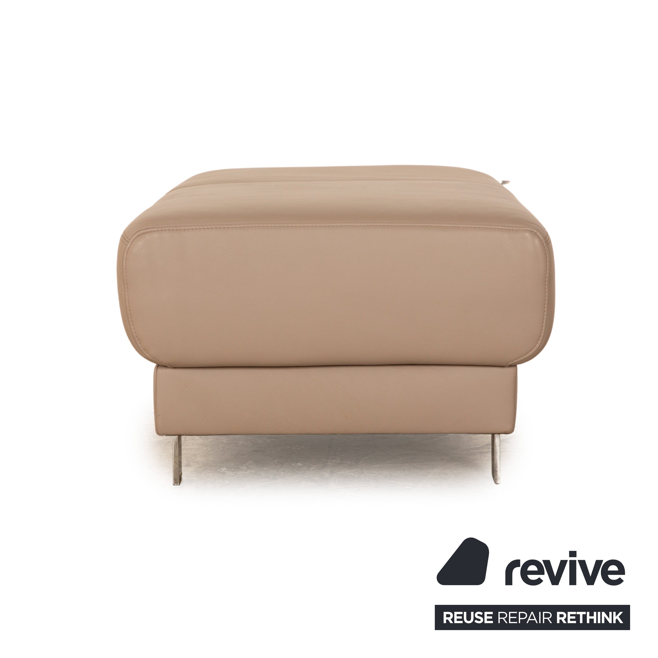 Ewald Schillig Brand Face Tabouret en Cuir Beige