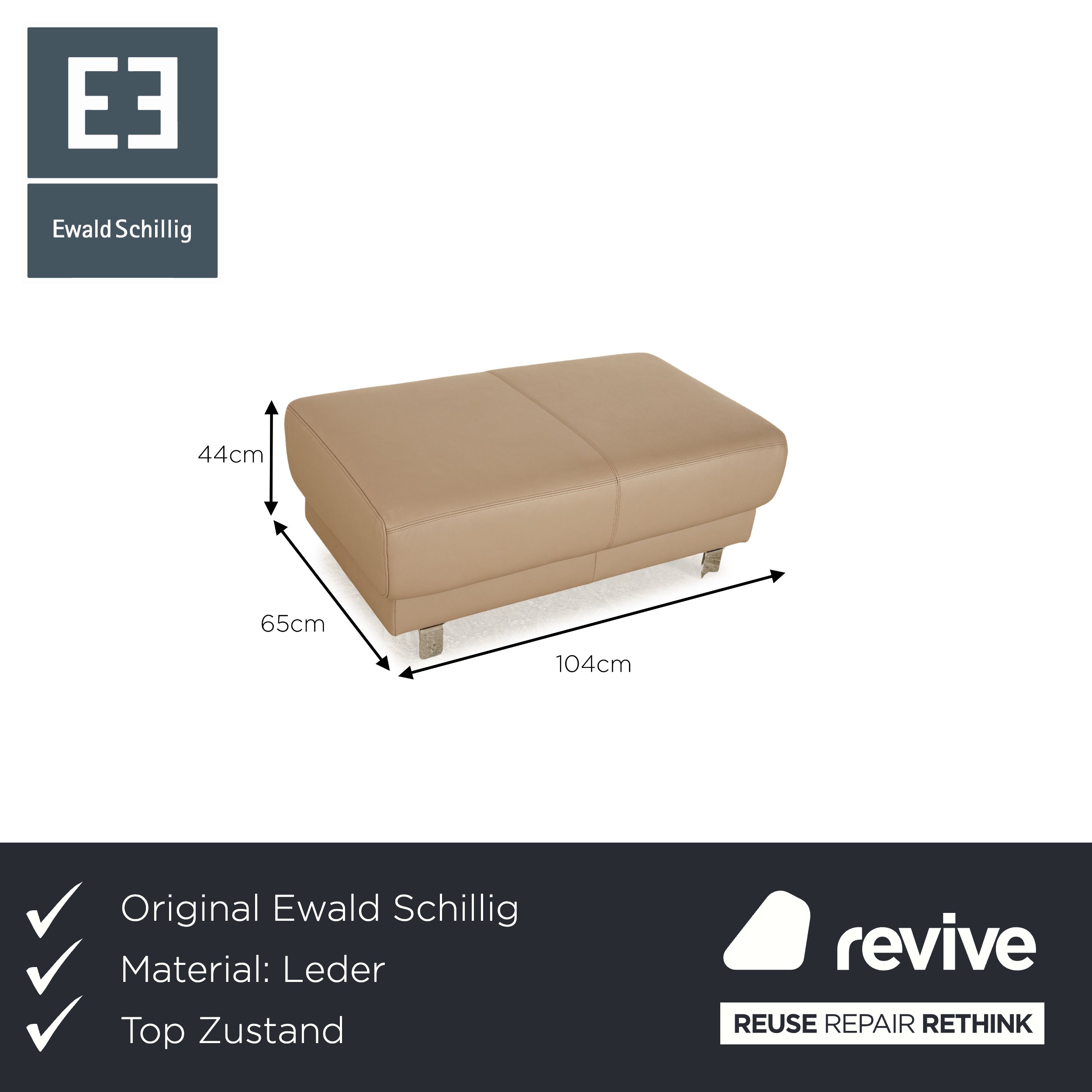 Ewald Schillig Brand Face Tabouret en Cuir Beige