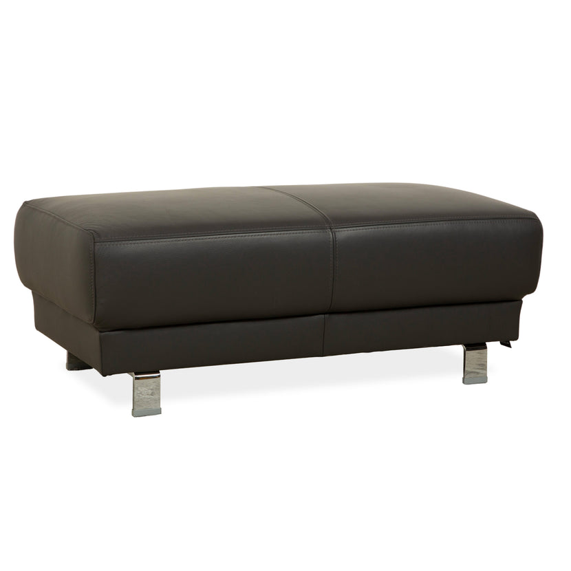 Tabouret en cuir Ewald Schillig Brand Face gris foncé marron ardoise