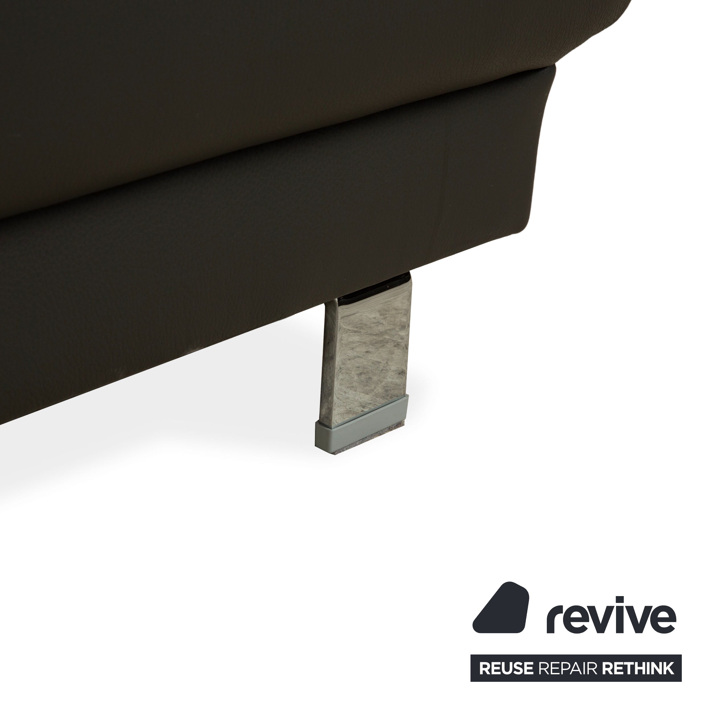 Tabouret en cuir Ewald Schillig Brand Face gris foncé marron ardoise