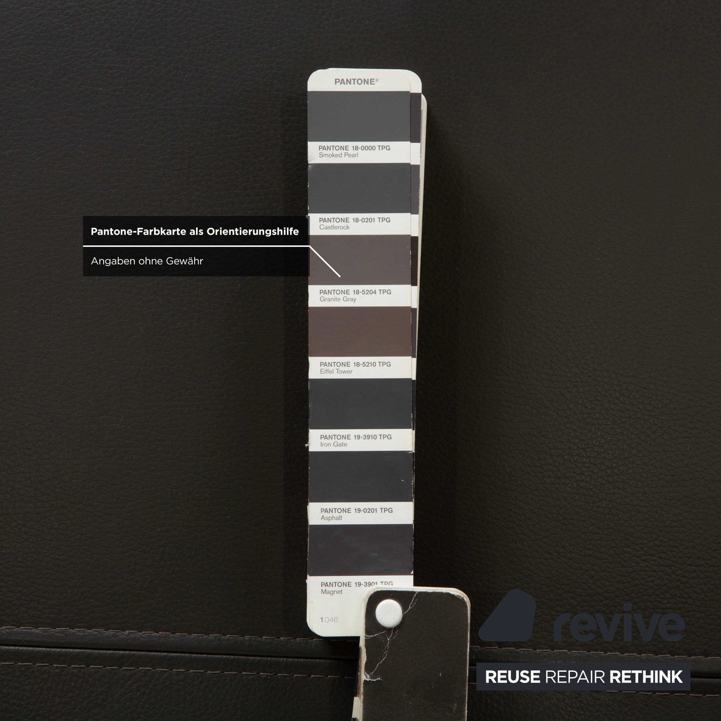 Tabouret en cuir Ewald Schillig Brand Face gris foncé marron ardoise