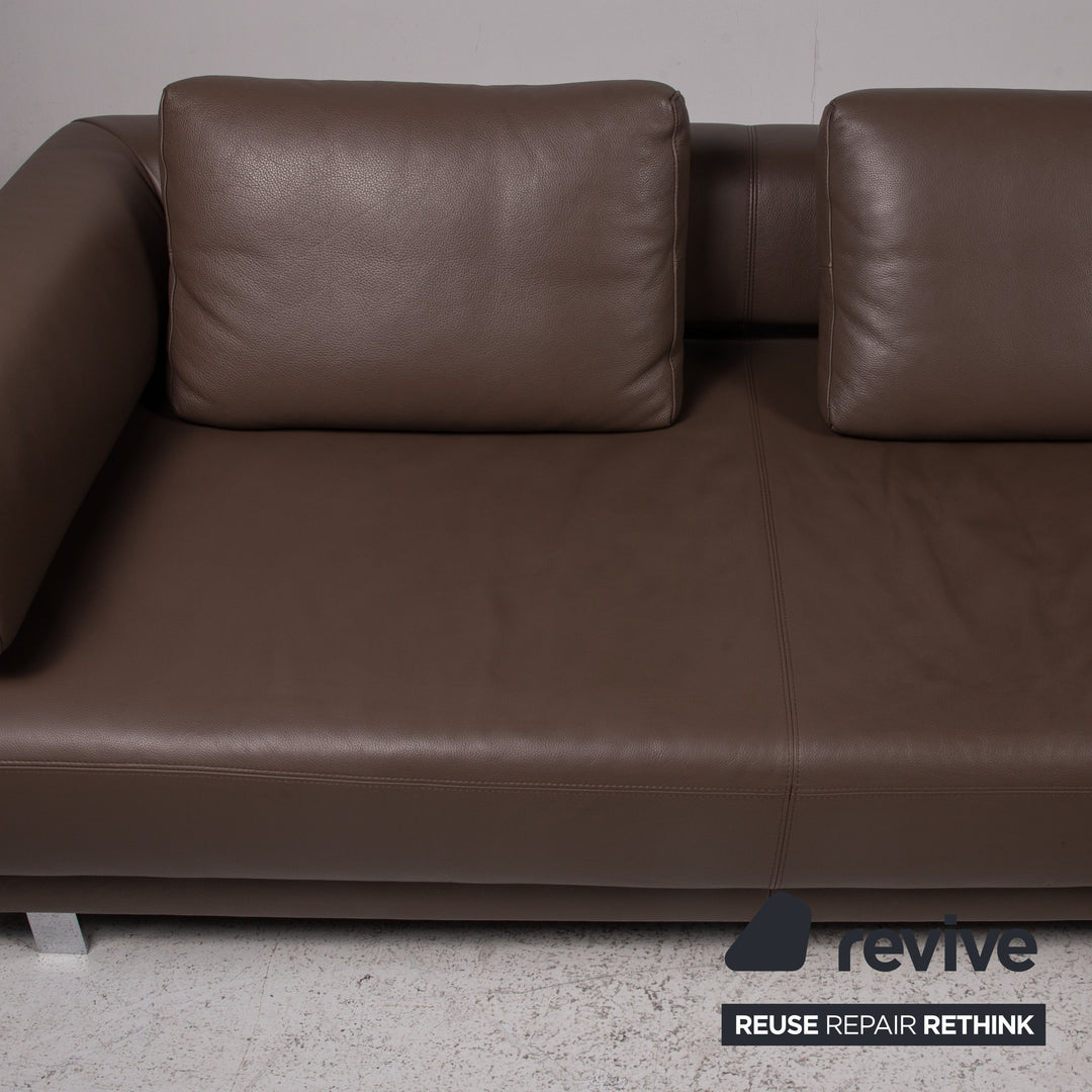 Ewald Schillig Brand Face Leather Sofa Brown Corner Sofa Couch