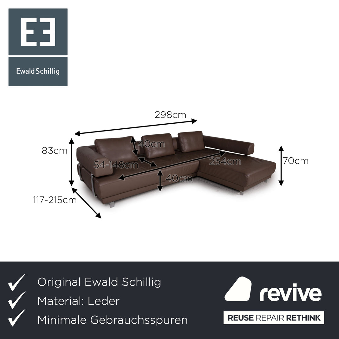 Ewald Schillig Brand Face Leather Sofa Brown Corner Sofa Couch