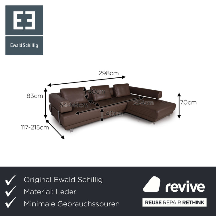 Ewald Schillig Brand Face Leather Sofa Brown Corner Sofa Couch