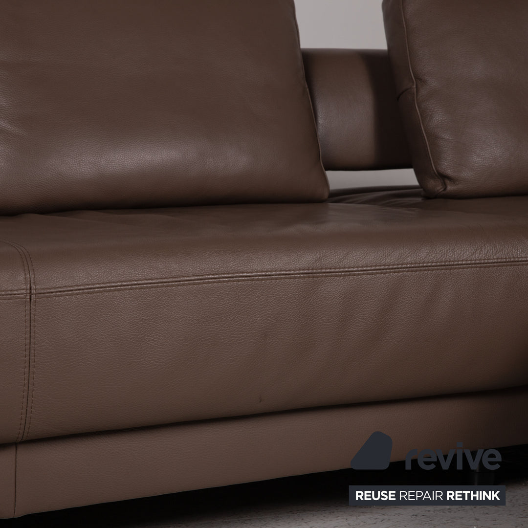 Ewald Schillig Brand Face Leather Sofa Brown Corner Sofa Couch