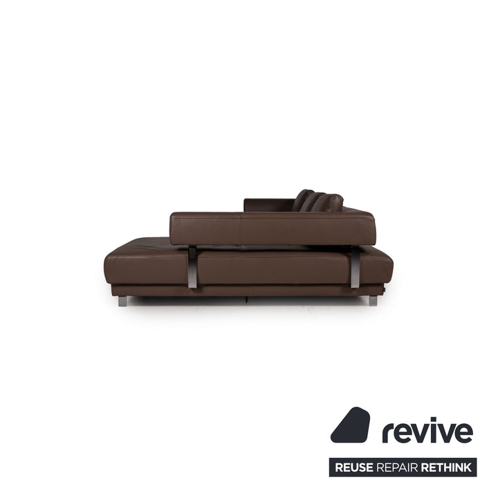 Ewald Schillig Brand Face Leather Sofa Brown Corner Sofa Couch