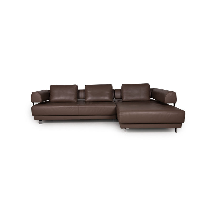 Ewald Schillig Brand Face Leather Sofa Brown Corner Sofa Couch