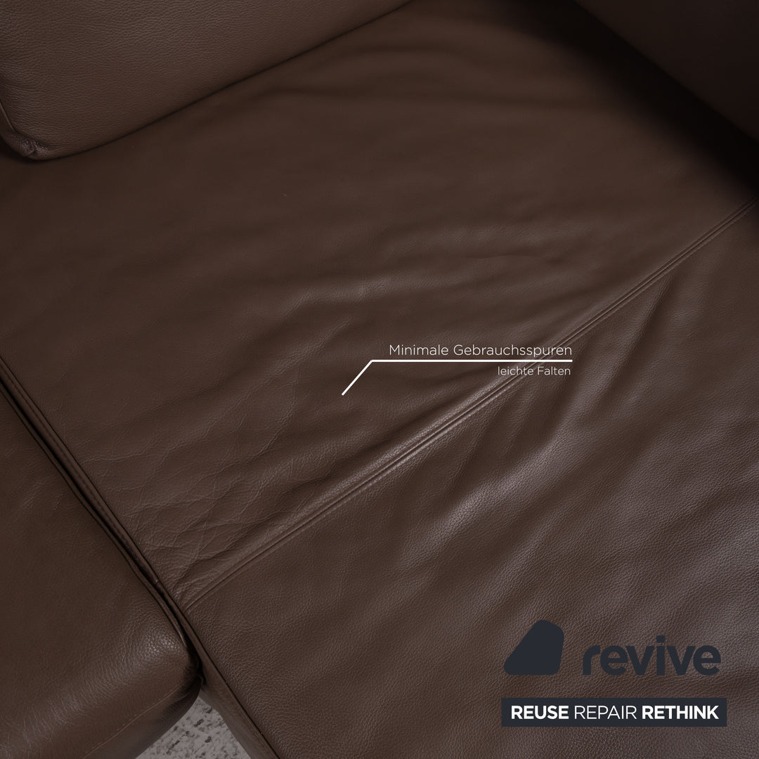 Ewald Schillig Brand Face Leather Sofa Brown Corner Sofa Couch