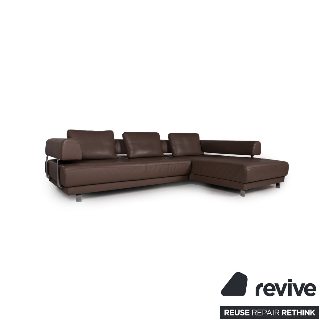 Ewald Schillig Brand Face Leather Sofa Brown Corner Sofa Couch
